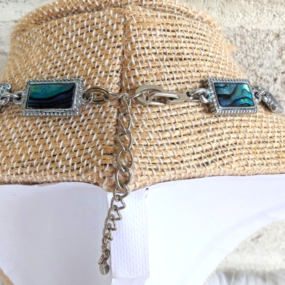 Abolone Shell Adjustable Rectangular Link Choker … - image 2